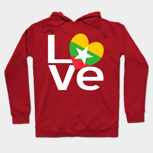 Red White Burma Myanmar LOVE Hoodie